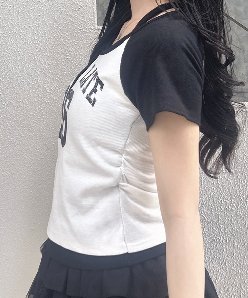 INGNI（イング）の「ヘンリーネックレイヤードナンバリングトップス（Tシャツ/カットソー・レディース・オフホワイト/ブラック/ブラック系7/ホワイト×ブラック・M）」の7枚目の写真