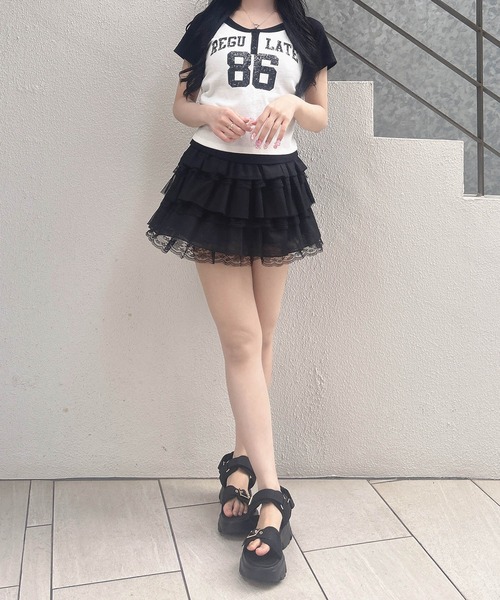 INGNI（イング）の「ヘンリーネックレイヤードナンバリングトップス（Tシャツ/カットソー・レディース・オフホワイト/ブラック/ブラック系7/ホワイト×ブラック・M）」の10枚目の写真