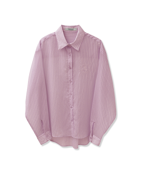 Vivacious(ビバシャス)の「ランジェシースルーストライプシャツ_4Colors(シャツ/ブラウス・レディース・ブルー/アイボリー/ネイビー/ピンク・FREE)」の4枚目の写真