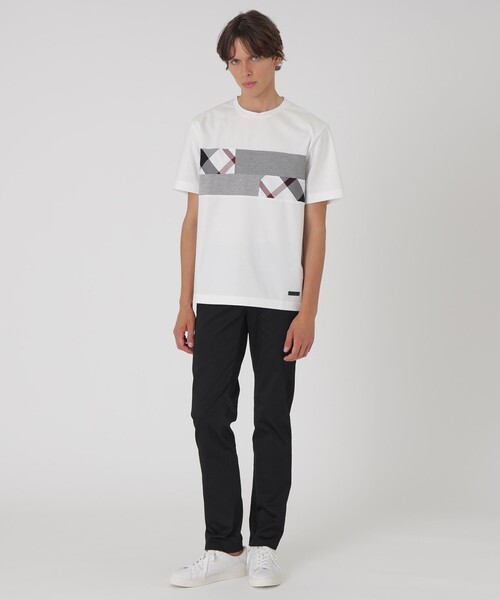 BLACK LABEL CRESTBRIDGE（ブラックレーベル・クレストブリッジ）の「パネルパッチワークプラチナポンチTシャツ（Tシャツ/カットソー・メンズ・ブラック/ネイビー/オフホワイト・M/L/XL）」の4枚目の写真