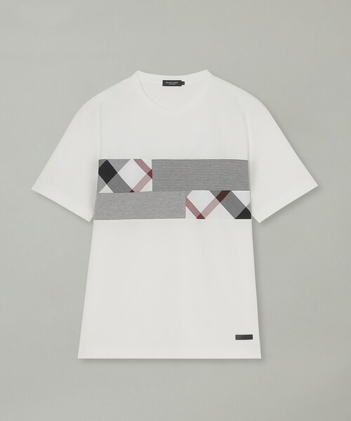 BLACK LABEL CRESTBRIDGE（ブラックレーベル・クレストブリッジ）の「パネルパッチワークプラチナポンチTシャツ（Tシャツ/カットソー・メンズ・ブラック/ネイビー/オフホワイト・M/L/XL）」の8枚目の写真