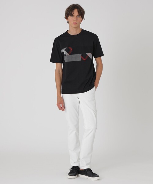BLACK LABEL CRESTBRIDGE（ブラックレーベル・クレストブリッジ）の「パネルパッチワークプラチナポンチTシャツ（Tシャツ/カットソー・メンズ・ブラック/ネイビー/オフホワイト・M/L/XL）」の9枚目の写真
