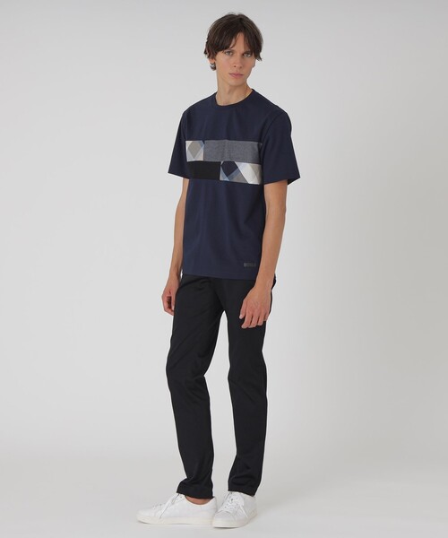 BLACK LABEL CRESTBRIDGE（ブラックレーベル・クレストブリッジ）の「パネルパッチワークプラチナポンチTシャツ（Tシャツ/カットソー・メンズ・ブラック/ネイビー/オフホワイト・M/L/XL）」の14枚目の写真