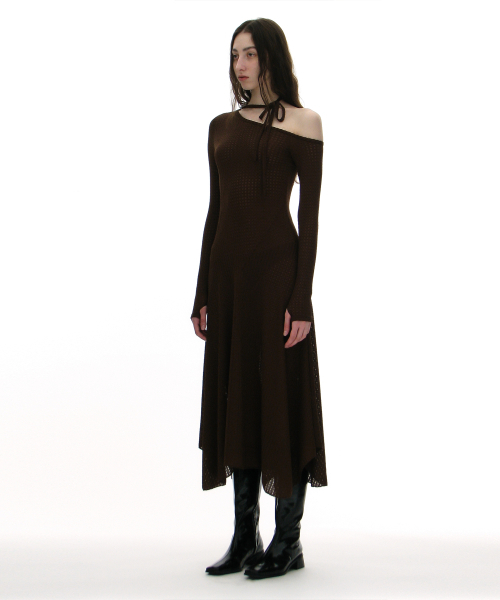 PARTIMENTO WOMEN(パルティメントウィメン)の「ジャカードタイネックミディドレス_ブラウン(ワンピース・レディース・ブラウン・MEDIUM/SMALL)」の2枚目の写真