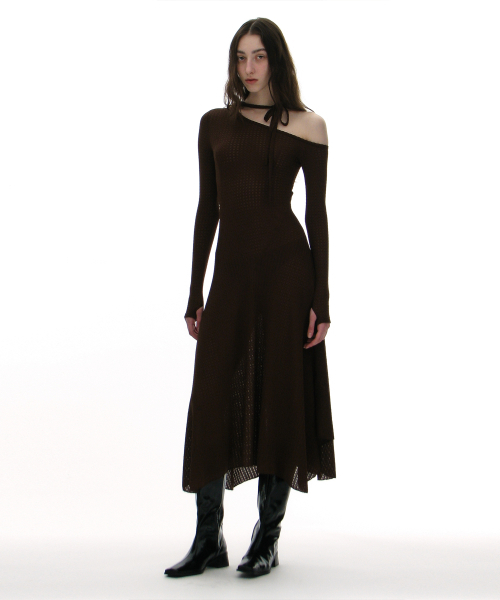 PARTIMENTO WOMEN(パルティメントウィメン)の「ジャカードタイネックミディドレス_ブラウン(ワンピース・レディース・ブラウン・MEDIUM/SMALL)」の6枚目の写真