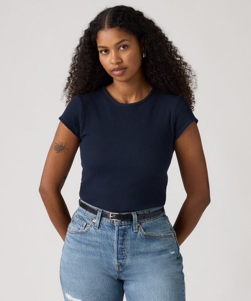 Levi's(リーバイス)の「Levi's/リーバイス DRY GOODS ワッフルTシャツ(Tシャツ/カットソー・レディース・ネイビー・XS/S/M)」の1枚目の写真