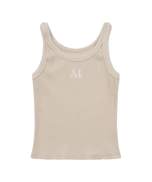 MUCENT(ムセント)の「バックディテールシグネチャースリーブレスゴルジタンクトップ(6カラー)(Tシャツ/カットソー・レディース・ホワイト/ブラック/ベージュ/ネイビー/グレー/レッド・FREE)」の1枚目の写真