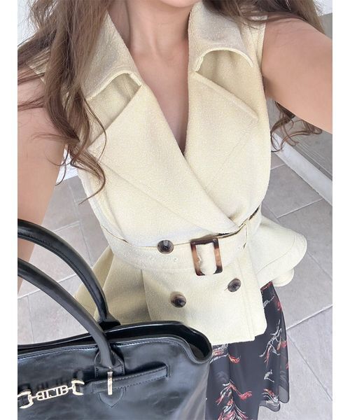 LILY BROWN(リリーブラウン)の「ランダムヘムペプラムジレ(その他アウター・レディース・イエロー/ベージュ/マルチ・F)」の20枚目の写真