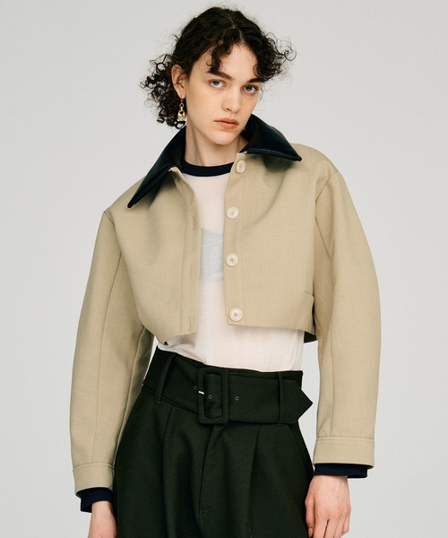 PRANK PROJECT（プランクプロジェクト）の「【2026Autumn Pre-Order】デタッチャブルノーカラーボンディングブルゾン / Detachable No-Collar Bonding Blouson（ブルゾン・レディース・ベージュ/ブラック・FREE）」の11枚目の写真