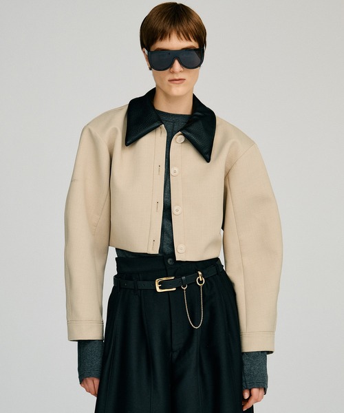 PRANK PROJECT（プランクプロジェクト）の「【2026Autumn Pre-Order】デタッチャブルノーカラーボンディングブルゾン / Detachable No-Collar Bonding Blouson（ブルゾン・レディース・ベージュ/ブラック・FREE）」の12枚目の写真