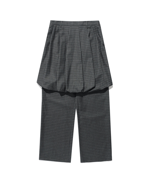 NICE GHOST CLUB(ナイスゴーストクラブ)の「FFATS CHECK BALLOON LAYERED SKIRT PANTS_CHARCOAL(NG2FSUPA90A)(その他パンツ・レディース・その他・M)」の1枚目の写真