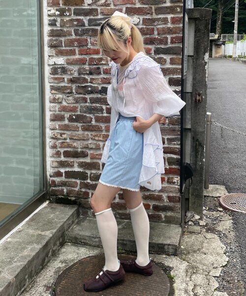 HELLO.SANFRANCISCO（ハローサンフランシスコ）の「【HELLO.SANFRANCISCO】レース付ストライプショートパンツ（その他パンツ・レディース・ブルー/ピンク・ONE SIZE）」の11枚目の写真