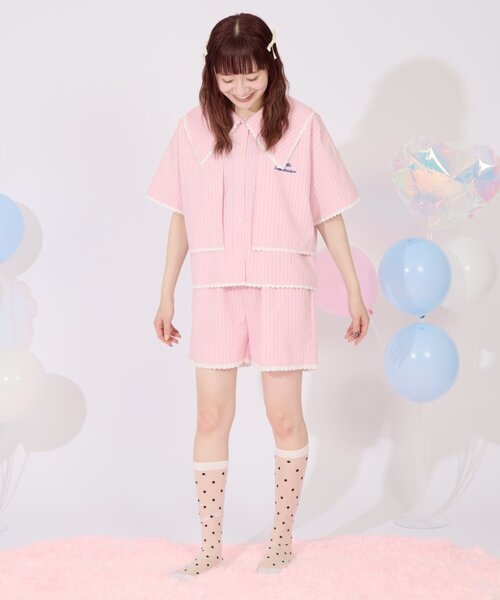 HELLO.SANFRANCISCO（ハローサンフランシスコ）の「【HELLO.SANFRANCISCO】レース付ストライプショートパンツ（その他パンツ・レディース・ブルー/ピンク・ONE SIZE）」の13枚目の写真