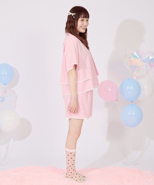 HELLO.SANFRANCISCO（ハローサンフランシスコ）の「【HELLO.SANFRANCISCO】レース付ストライプショートパンツ（その他パンツ・レディース・ブルー/ピンク・ONE SIZE）」の15枚目の写真