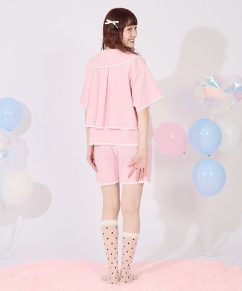 HELLO.SANFRANCISCO（ハローサンフランシスコ）の「【HELLO.SANFRANCISCO】レース付ストライプショートパンツ（その他パンツ・レディース・ブルー/ピンク・ONE SIZE）」の16枚目の写真