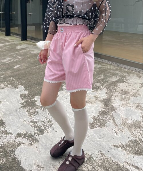 HELLO.SANFRANCISCO（ハローサンフランシスコ）の「【HELLO.SANFRANCISCO】レース付ストライプショートパンツ（その他パンツ・レディース・ブルー/ピンク・ONE SIZE）」の17枚目の写真