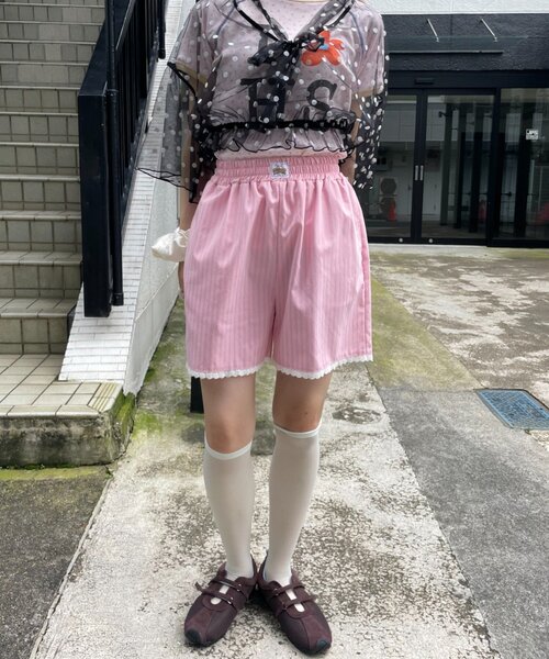 HELLO.SANFRANCISCO（ハローサンフランシスコ）の「【HELLO.SANFRANCISCO】レース付ストライプショートパンツ（その他パンツ・レディース・ブルー/ピンク・ONE SIZE）」の18枚目の写真