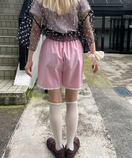 HELLO.SANFRANCISCO（ハローサンフランシスコ）の「【HELLO.SANFRANCISCO】レース付ストライプショートパンツ（その他パンツ・レディース・ブルー/ピンク・ONE SIZE）」の19枚目の写真
