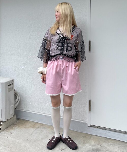 HELLO.SANFRANCISCO（ハローサンフランシスコ）の「【HELLO.SANFRANCISCO】レース付ストライプショートパンツ（その他パンツ・レディース・ブルー/ピンク・ONE SIZE）」の22枚目の写真