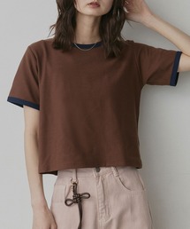 ショート丈 リンガー デザイン Tシャツ