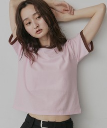 ショート丈 リンガー デザイン Tシャツ