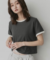 ショート丈 リンガー デザイン Tシャツ
