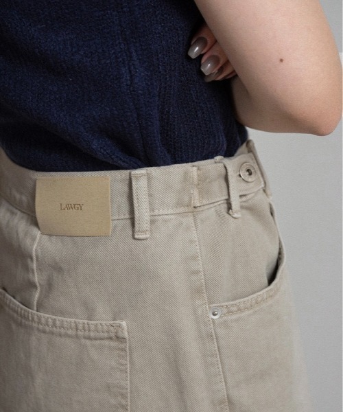lawgy(ラウジー)の「tuck button accent color pants / タックボタンアクセントカラーパンツ(デニムパンツ・レディース・アイボリー/ピンク/ライトブルー・FREE)」の9枚目の写真