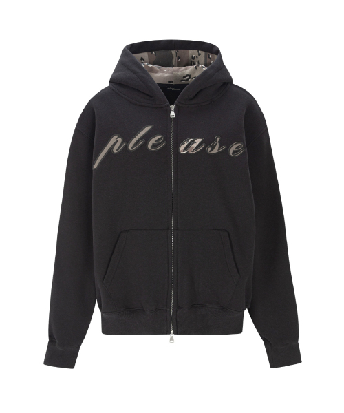 PLEASENOFOLLOW(プリーズノーフォロー)の「Bono patch Sweat Hoodie Zip Up (Cool Charcoal)(パーカー・レディース・その他・FREE)」の3枚目の写真