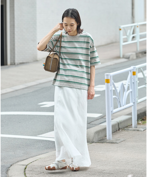 JOURNAL STANDARD(ジャーナルスタンダード)の「《追加4》汗ジミ防止ボーダービッグT(Tシャツ/カットソー・レディース・ベージュ/ブラック/ウッド/グリーン/グレー・FREE)」の7枚目の写真