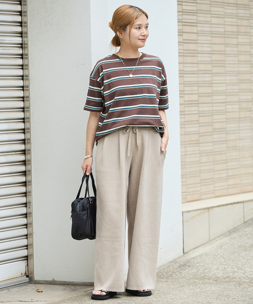 JOURNAL STANDARD(ジャーナルスタンダード)の「《追加4》汗ジミ防止ボーダービッグT(Tシャツ/カットソー・レディース・ベージュ/ブラック/ウッド/グリーン/グレー・FREE)」の8枚目の写真