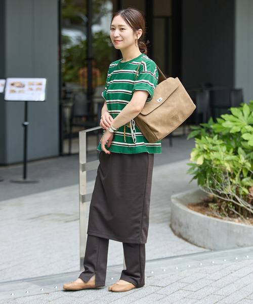JOURNAL STANDARD(ジャーナルスタンダード)の「《追加4》汗ジミ防止ボーダービッグT(Tシャツ/カットソー・レディース・ベージュ/ブラック/ウッド/グリーン/グレー・FREE)」の12枚目の写真