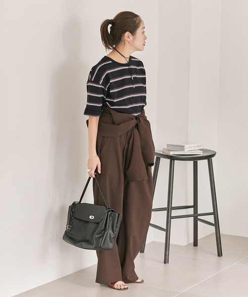 JOURNAL STANDARD(ジャーナルスタンダード)の「《追加4》汗ジミ防止ボーダービッグT(Tシャツ/カットソー・レディース・ベージュ/ブラック/ウッド/グリーン/グレー・FREE)」の13枚目の写真