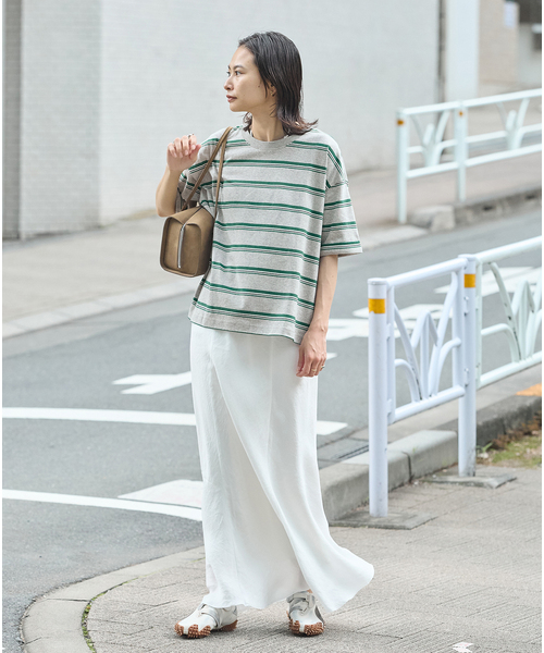 JOURNAL STANDARD(ジャーナルスタンダード)の「《追加4》汗ジミ防止ボーダービッグT(Tシャツ/カットソー・レディース・ベージュ/ブラック/ウッド/グリーン/グレー・FREE)」の19枚目の写真