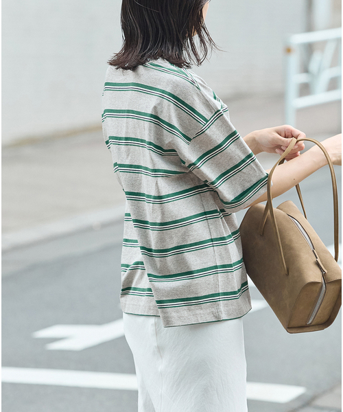 JOURNAL STANDARD(ジャーナルスタンダード)の「《追加4》汗ジミ防止ボーダービッグT(Tシャツ/カットソー・レディース・ベージュ/ブラック/ウッド/グリーン/グレー・FREE)」の21枚目の写真