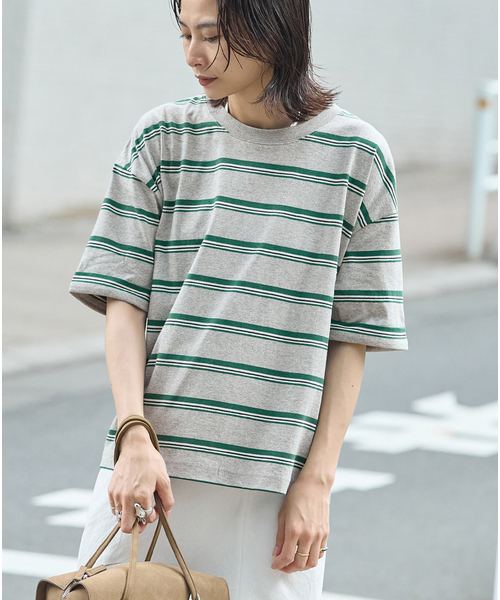 JOURNAL STANDARD(ジャーナルスタンダード)の「《追加4》汗ジミ防止ボーダービッグT(Tシャツ/カットソー・レディース・ベージュ/ブラック/ウッド/グリーン/グレー・FREE)」の22枚目の写真
