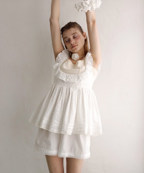 mieya mieya(ミーヤミーヤ)の「【mieya mieya】PETIT APLON TOP/レースプチエプロントップ(Tシャツ/カットソー・レディース・ホワイト・FREE)」の10枚目の写真