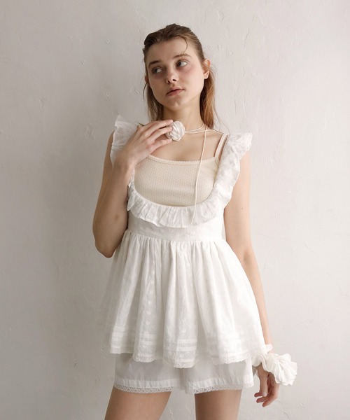 mieya mieya(ミーヤミーヤ)の「【mieya mieya】PETIT APLON TOP/レースプチエプロントップ(Tシャツ/カットソー・レディース・ホワイト・FREE)」の11枚目の写真