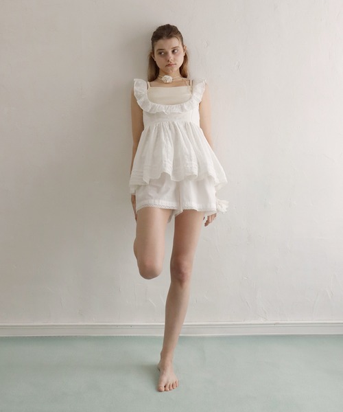 mieya mieya(ミーヤミーヤ)の「【mieya mieya】PETIT APLON TOP/レースプチエプロントップ(Tシャツ/カットソー・レディース・ホワイト・FREE)」の6枚目の写真