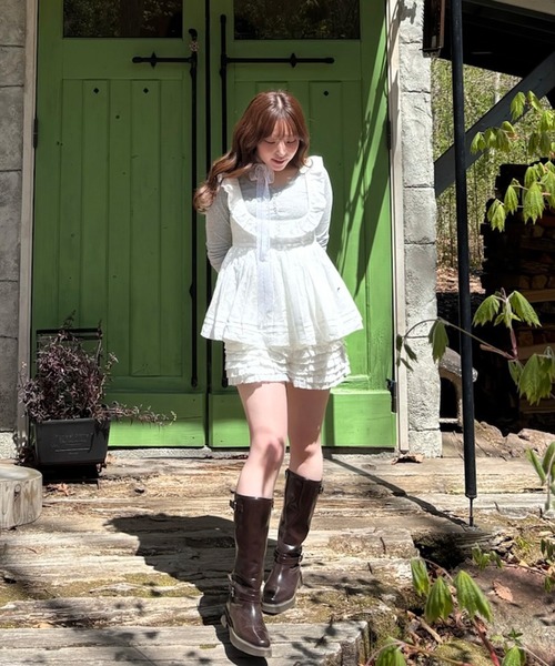 mieya mieya(ミーヤミーヤ)の「【mieya mieya】PETIT APLON TOP/レースプチエプロントップ(Tシャツ/カットソー・レディース・ホワイト・FREE)」の15枚目の写真