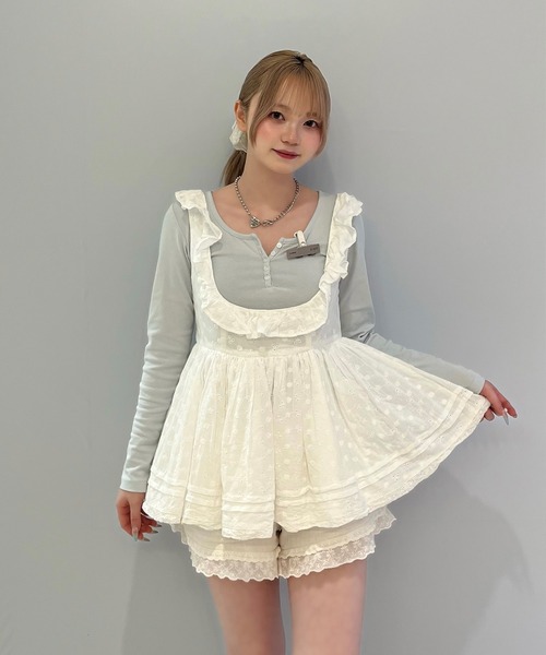 mieya mieya(ミーヤミーヤ)の「【mieya mieya】PETIT APLON TOP/レースプチエプロントップ(Tシャツ/カットソー・レディース・ホワイト・FREE)」の16枚目の写真