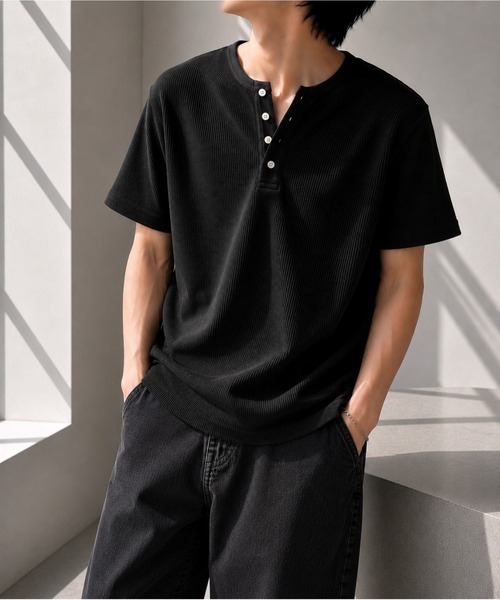 CERCA(チェルカ)の「【Bls】 【ZM】【Bling Leads】サーマルワッフル H/N TEE(Tシャツ/カットソー・メンズ・ホワイト/ブラック/ネイビー/グレー/カーキ/ライトピンク・MEDIUM/LARGE/X-LARGE)」の2枚目の写真