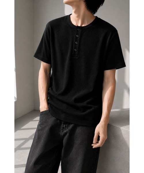 CERCA(チェルカ)の「【Bls】 【ZM】【Bling Leads】サーマルワッフル H/N TEE(Tシャツ/カットソー・メンズ・ホワイト/ブラック/ネイビー/グレー/カーキ/ライトピンク・MEDIUM/LARGE/X-LARGE)」の7枚目の写真