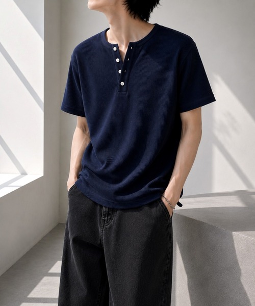 CERCA(チェルカ)の「【Bls】 【ZM】【Bling Leads】サーマルワッフル H/N TEE(Tシャツ/カットソー・メンズ・ホワイト/ブラック/ネイビー/グレー/カーキ/ライトピンク・MEDIUM/LARGE/X-LARGE)」の9枚目の写真
