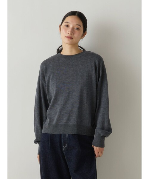 MidiUmi(ミディウミ)の「MidiUmi クルーネックニットプルオーバー(ニット/セーター・レディース・ブラック/レッド/ネイビー/チャコールグレー/ブラウン・FREE)」の3枚目の写真