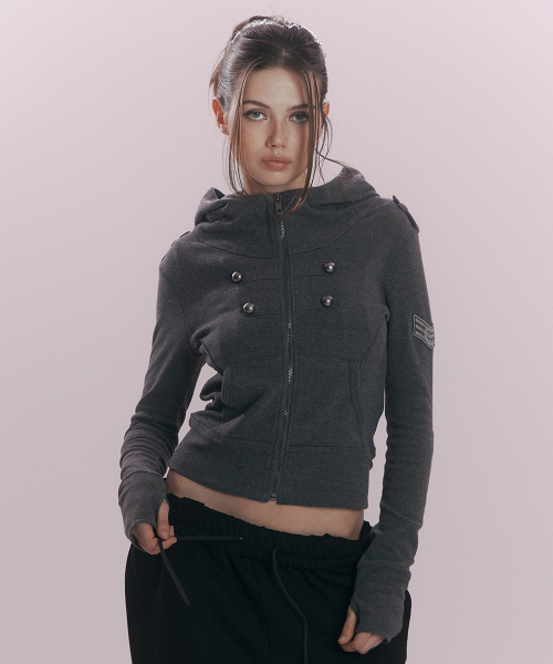 PLEASENOFOLLOW(プリーズノーフォロー)の「Nars Military Hoodie (Melange Charcoal)(パーカー・レディース・その他・FREE)」の2枚目の写真