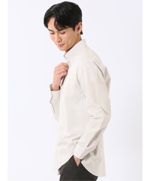 TAKA-Q(タカキュー)の「シャツ 長袖 メンズ ストレッチ 綿 コットン ブロード ボタンダウン プリント 総柄 ストライプ(シャツ/ブラウス・メンズ・アイボリー・LARGE/MEDIUM/X-LARGE)」の3枚目の写真