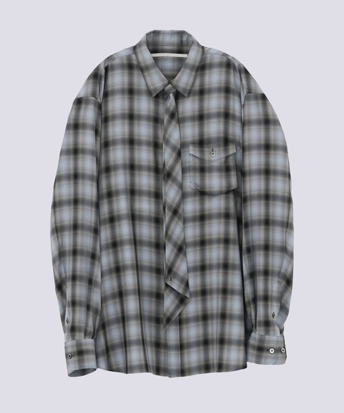 STUDIOUS(ステュディオス)の「NECKTIE SHIRT(シャツ/ブラウス・メンズ・ネイビー/ブラウン・2/1)」の1枚目の写真