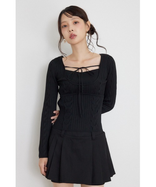 rienda(リエンダ)の「【AW先行アイテム】ケーブルタイトニットトップス 秋服 冬服(ニット/セーター・レディース・アイボリー/ピンク/ブラック・FREE)」の6枚目の写真