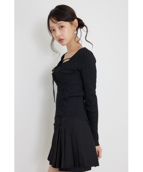 rienda(リエンダ)の「【AW先行アイテム】ケーブルタイトニットトップス 秋服 冬服(ニット/セーター・レディース・アイボリー/ピンク/ブラック・FREE)」の7枚目の写真