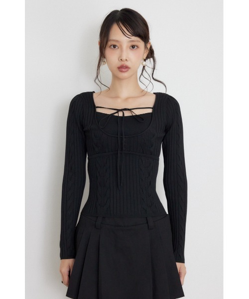 rienda(リエンダ)の「【AW先行アイテム】ケーブルタイトニットトップス 秋服 冬服(ニット/セーター・レディース・アイボリー/ピンク/ブラック・FREE)」の9枚目の写真